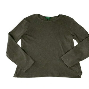 LAUREN Ralph Lauren LONG SLEEVE OLIVE green Tee Size Large